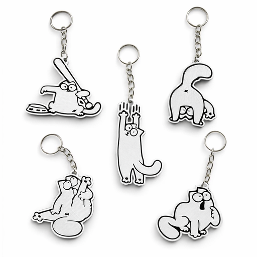Kit 5 Chaveiros Gato Engraçado